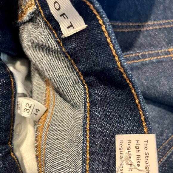 LOFT - High Rise Straight Jeans in Clean Dark Wash - Picture 3 of 5